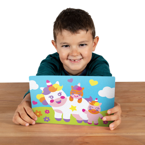 ערכת יצירה לילדים: 12 ציורי חדי קרן קטנטנים עם 8 עטי חול צבעוניים 6