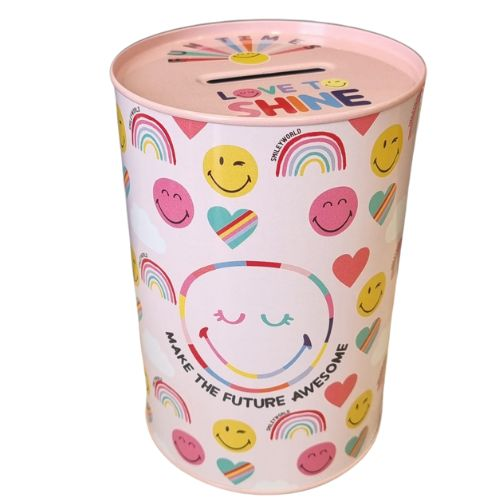 קופת חסכון חד פעמית עגולה מפח - סמיילי 1