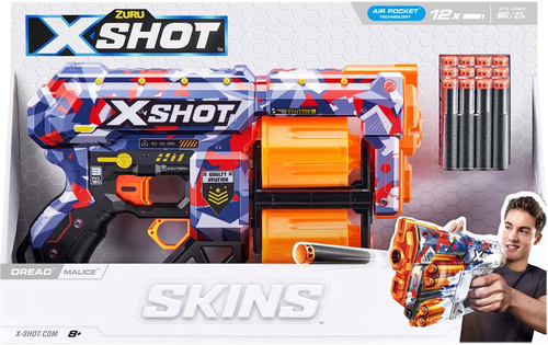 רובה ילדים אקס שוט SKINS כולל 12 חיצי ספוג למשחקי מלחמה עם חברים בחצר - MALICE 3