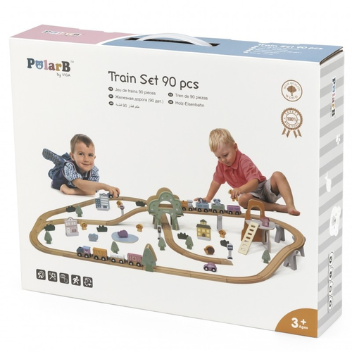 סט רכבת מעץ מלא 90 חלקים 8