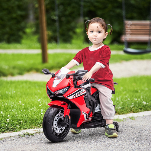 אופנוע ממונע 12V לילדים דמוי הונדה Honda CBR 1000RR עם אורות, קולות מנוע וגלגלי עזר ונסיעה לשני הכיוונים - אדום 2