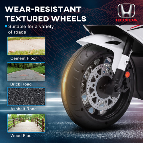 אופנוע ממונע 12V לילדים דמוי הונדה Honda CBR 1000RR עם אורות, קולות מנוע וגלגלי עזר ונסיעה לשני הכיוונים - אדום 5
