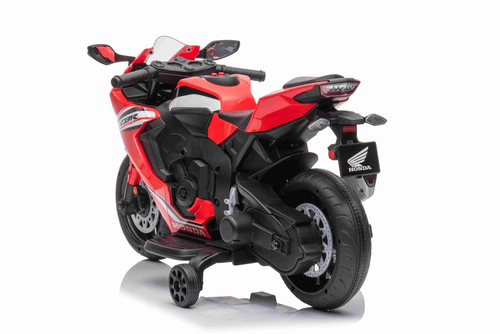 אופנוע ממונע 12V לילדים דמוי הונדה Honda CBR 1000RR עם אורות, קולות מנוע וגלגלי עזר ונסיעה לשני הכיוונים - אדום 6