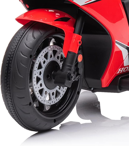 אופנוע ממונע 12V לילדים דמוי הונדה Honda CBR 1000RR עם אורות, קולות מנוע וגלגלי עזר ונסיעה לשני הכיוונים - אדום 8