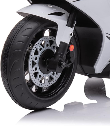 אופנוע ממונע 12V לילדים דמוי הונדה Honda CBR 1000RR עם אורות, קולות מנוע וגלגלי עזר ונסיעה לשני הכיוונים - לבן 8