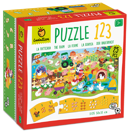 פאזל 25 חלקים ללימוד כמויות והכרת מספרים 1-9 - חווה 3
