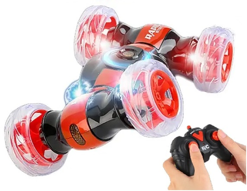 מכונית פעלולים RAPID STUNT CAR עם גלגלים מוארים צבעוניים וסוללה נטענת - אדום 1