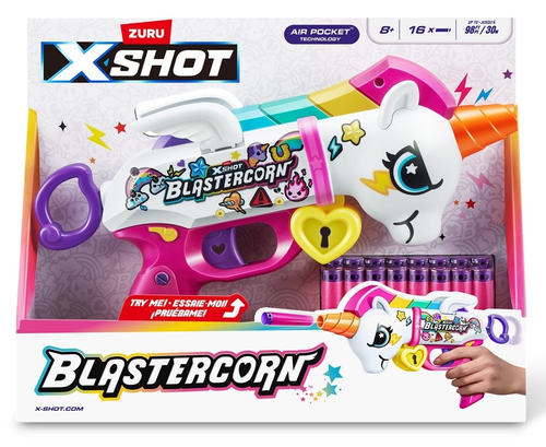 אקדח ילדים אקס שוט חד קרן Blastercorn כולל 16 חיצי ספוג למשחקי מלחמה עם חברים בחצר 2