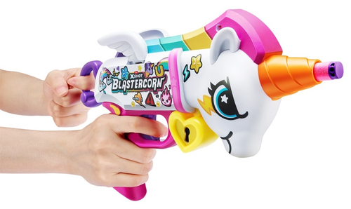 אקדח ילדים אקס שוט חד קרן Blastercorn כולל 16 חיצי ספוג למשחקי מלחמה עם חברים בחצר 4