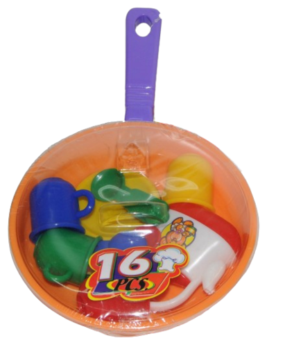 מחבת עם 16 אביזרי למטבח ילדים (מגוון צבעים) 1