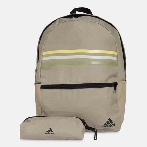 תיק גב Adidas דגם קלאסיק - בז פסים עם קלמר 1