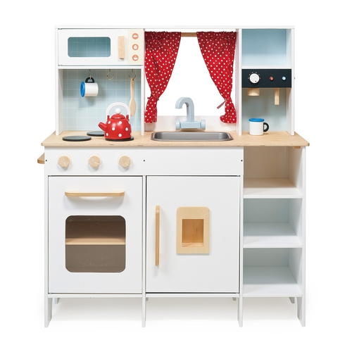מטבח לילדים מעץ מלא Play Kitchen עם מיקרו, תנור, כיור ו 4 אביזרים 3