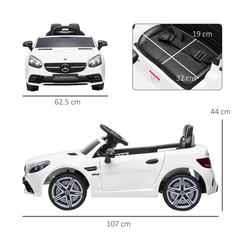 מכונית ממונעת 12V לילדים בדמות מרצדס Mercedes Benz SLC 300 עם שלט רחוק להורים, 2 מהירויות, אורות ומושב כפול - שחור 3