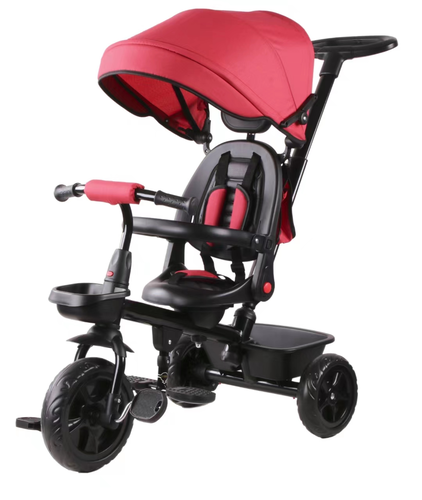 תלת אופן 3 ב 1 דגם TRIFUN עם כיסא נשכב ומסתובב 360 וגלגלי EVA ללא תקרים - אדום 1
