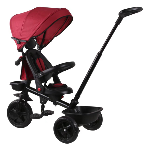 תלת אופן 3 ב 1 דגם TRIFUN עם כיסא נשכב ומסתובב 360 וגלגלי EVA ללא תקרים - אדום 2