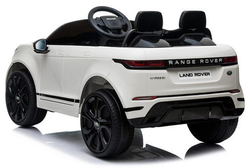 מכונית ממונעת 12V לילדים בדמות ריינג' רובר Range Rover Evoque עם שלט רחוק, אורות ומושב כפול - לבן 7