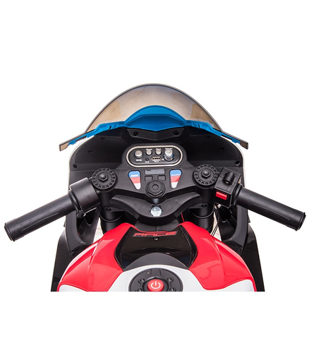 אופנוע ממונע 12V דגם HP4 עם גלגלי עזר ניתנים להסרה - לבן 9