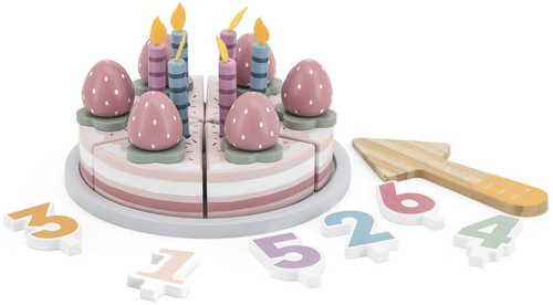 עוגת יום הולדת מעץ 26 חלקים עם נרות, תותים, מספרים, מגש ומרית 2