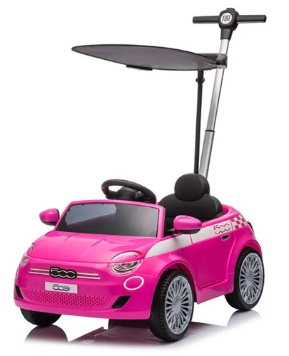 בימבה דחיפה בדמות FIAT 500 עם ידית הורה, דלתות נפתחות, גגון וצלילים - כחול 13
