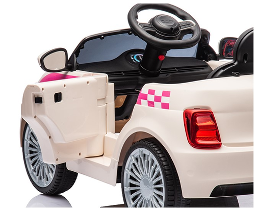בימבה דחיפה בדמות FIAT 500 עם ידית הורה, דלתות נפתחות, גגון וצלילים - ורוד 4