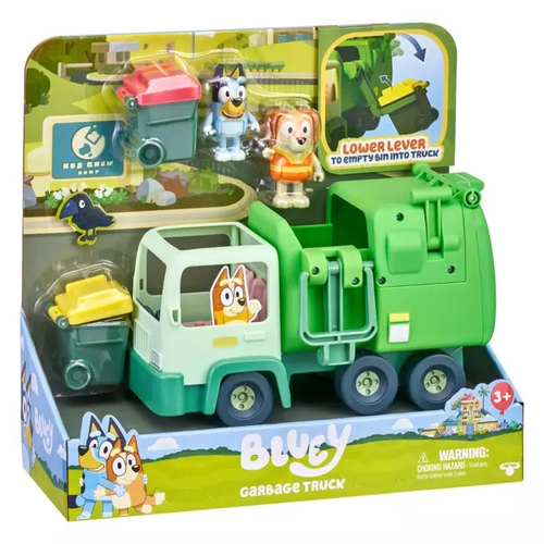 משאית אשפה עם מנוף פחים, 2 פחי אשפה ו 2 דמויות 3