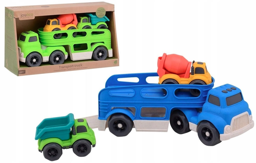 מוביל מכוניות + 2 רכבים מביו-פלסטיק ממוחזר (מגוון צבעים) 1