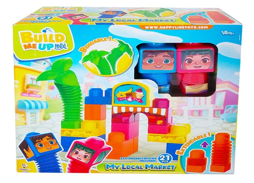 מארז הרכבה לפעוטות - עיר 21 חלקים לבניה Build me Up עם 3 לבנים גמישות 1
