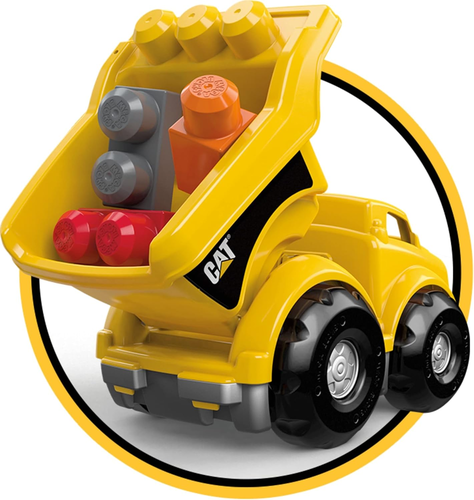 משאית עפר CAT עם דמות ו 6 לבני בניה 4