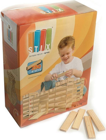 STIX - סטיקס משחק בנייה בתלת מימד עם 250 כפיסי עץ טבעי 1