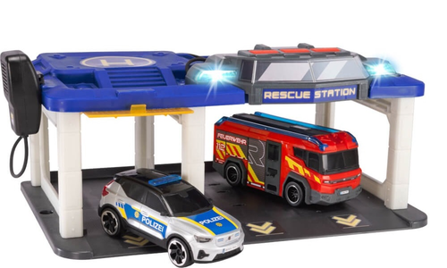 תחנת רכבי הצלה עם אורות וצלילים ושני רכבי הצלה, כולל מכשיר קשר למשחקי דמיון 2