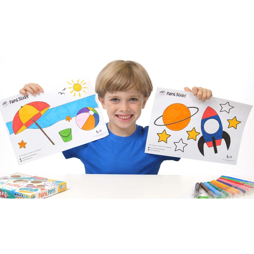 12 צבעי סטיק פופ לציור על מגוון משטחים ללא לכלוך של הילד 3