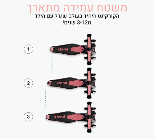 Xtend רייד און 4 ב 1 מבימבה לגיל שנה עד קורקינט לגיל 12 - ורוד 4