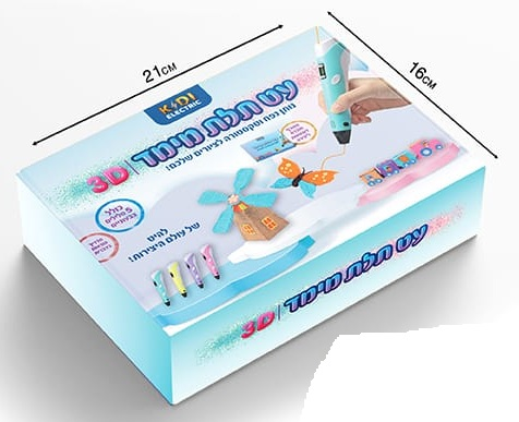 עט חשמלי לציור והדפסה תלת מימדית 3D עם 5 סלילים צבעונים ומספריים - ורוד או כחול או צהוב 5