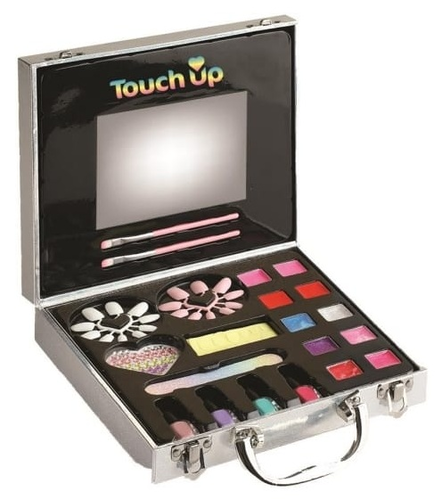 טאץ' אפ Touch Up: מזוודה עם 14 אביזרי איפור (בטוח לשימוש) לילדים ושלל אביזרי קישוט ציפורניים - חגיגה מנצנצת 1