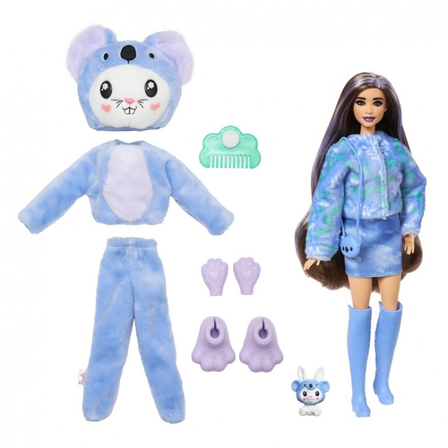 בובת ברבי סדרת Cutie עם תחפושת ארנב פרוותית ו 10 הפתעות וחיית מחמד 2