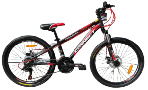 אופני הרים לילדים ונוער קונקט פרימיום MTB עם שלדת אלומיניום, 6 הילוכים, גלגלי "20, בלמי דיסק ובולם זעזועים קדמי - שחור/אדום