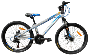 אופני הרים לנוער ומבוגרים קונקט פרימיום MTB עם שלדת אלומיניום, 21 הילוכים, גלגלי "24, בלמי דיסק ובולם זעזועים קדמי - כסוף