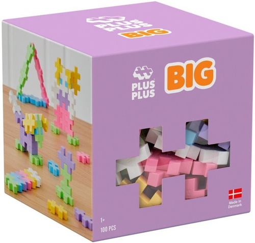 משחק הרכבה BIG Basic Mix עם 100 חלקים גדולים וצבעוניים לבנייה חופשית לגילאי שנה ומעלה - פסטל 12