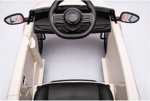 בימבה דחיפה בדמות FIAT 500 עם ידית הורה, דלתות נפתחות, גגון וצלילים - לבן 3