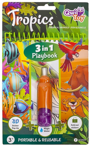 חוברת צביעה טוש מים, מדבקות ותלת מימד 3 ב 1 - טרופי 1