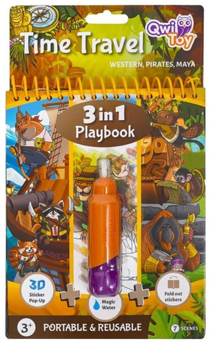 חוברת צביעה טוש מים, מדבקות ותלת מימד 3 ב 1 - נוסעים בזמן 1