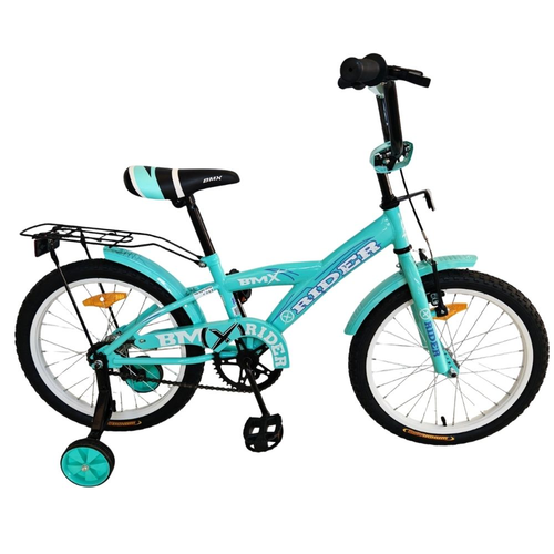 אופניים לילדים BMX מושב מתכונן, פעמון וסבל אחורי - 16 אינץ טורקיז 1