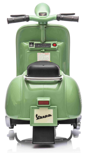 אופנוע ממונע 6V וספה ונטג' VESPA עם גלגלי עזר, מונע התהפכות, אורות ואפקטים קוליים - ירוק 3