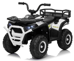 טרקטורון SPEED 12V חשמלי לילדים עם הנעה 2X4, שלט חכם ואורות LED קדמיים - שחור/לבן