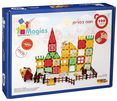 משחק הרכבה מגנטי בתלת מימד 100 חלקים עם 5 צבעי מילוי - חווה כפרית 1