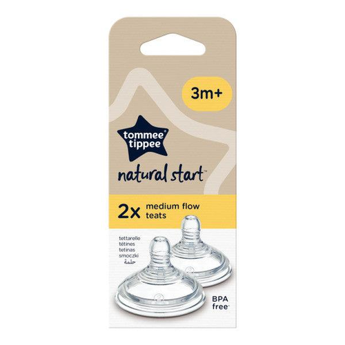 זוג פטמות לבקבוק טומי טיפי Natural Start - זרימה בינונית 3+ חודשים 2