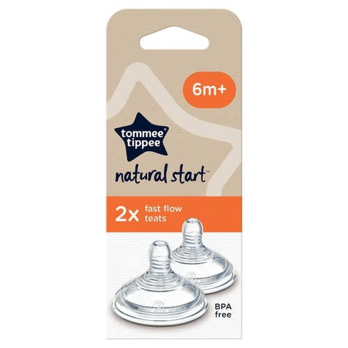 זוג פטמות לבקבוק טומי טיפי Natural Start - זרימה מהירה 6+ חודשים 2