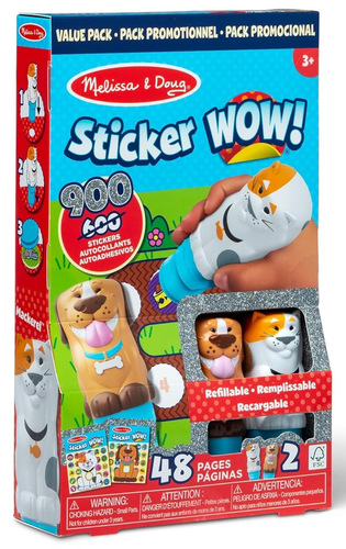 Sticker WOW! זוג חוברת מדבקות 24 דפים כל אחת עם שני מכשירי הדבקה אוטומטי ו 900 מדבקות - כלב וחתול 1