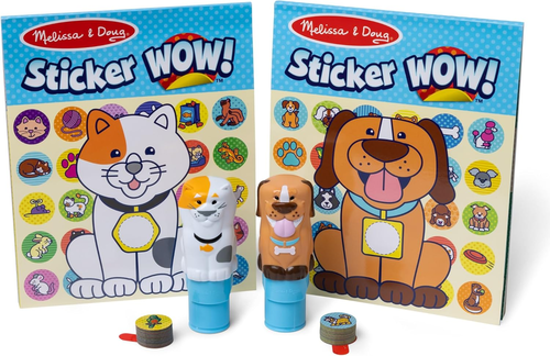Sticker WOW! זוג חוברת מדבקות 24 דפים כל אחת עם שני מכשירי הדבקה אוטומטי ו 900 מדבקות - כלב וחתול 2