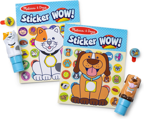 Sticker WOW! זוג חוברת מדבקות 24 דפים כל אחת עם שני מכשירי הדבקה אוטומטי ו 900 מדבקות - כלב וחתול 4